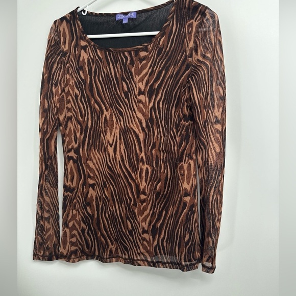Vivienne Tam Black & Brown Mesh Round Neck Long Sleeve Top Large - Picture 1 of 3